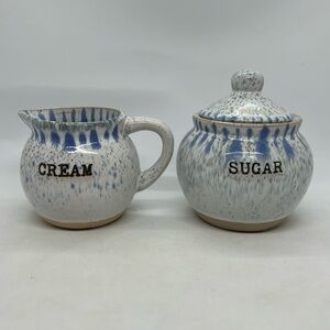 Blue & White Sugar & Creamer Artisan's Collection Set by Belle Maison